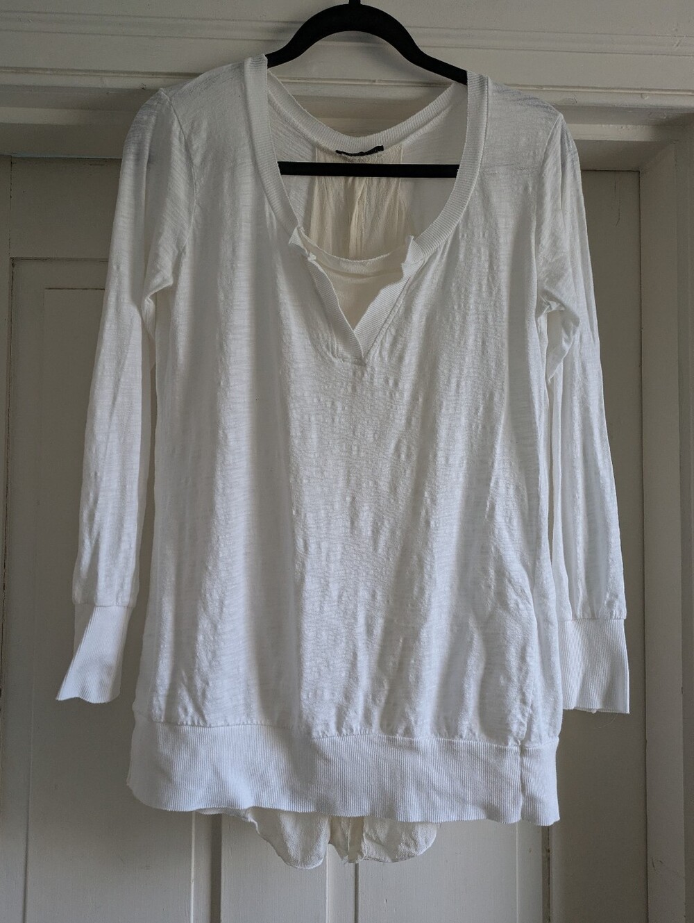 Made In Italy White Cotton Blouse w/ Layered Look- M